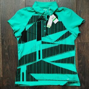 New Callaway Golf Polo Shirt Womens Large Green Short Sleeve Polyester